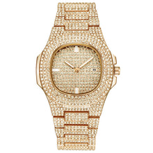 Load image into Gallery viewer, Mens Watches Fashion Luxury Diamond Brand Date Quartz Watch Men Gold Stainless Steel Business Watch Montres de Marque de Luxe 22