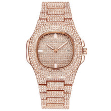 Load image into Gallery viewer, Mens Watches Fashion Luxury Diamond Brand Date Quartz Watch Men Gold Stainless Steel Business Watch Montres de Marque de Luxe 22